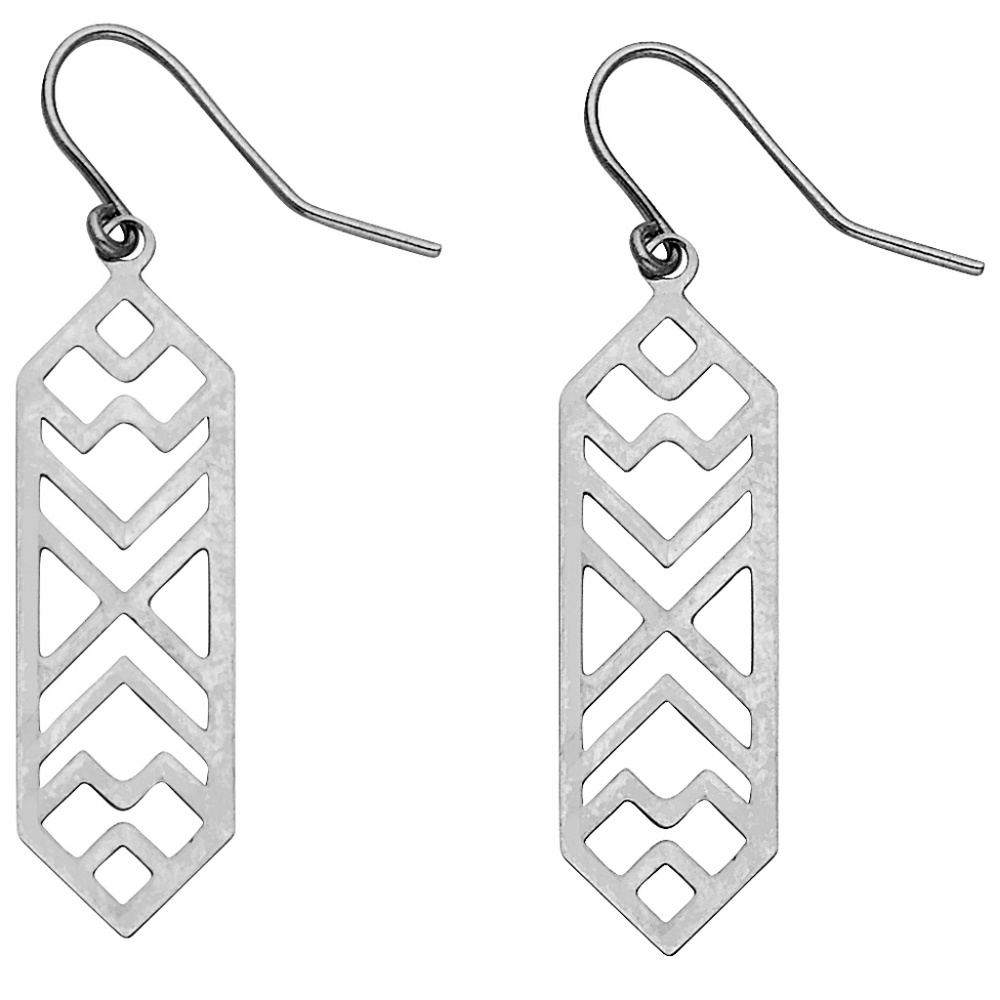 14K White Gold Hexa Hanging Earrings for Women